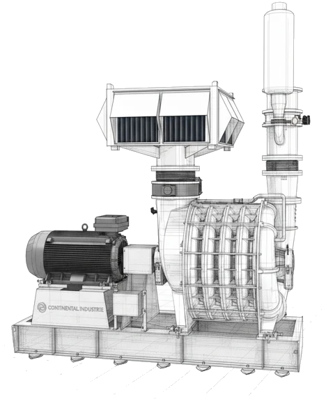 Compresor centrífugo multietapa Continental Blowers para caudales de 1.000 a 65.000 m³/h con presiones hasta 1,8 bar