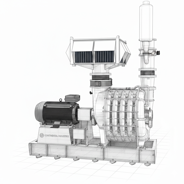 Compresor centrífugo multietapa Continental Blowers para caudales de 1.000 a 65.000 m³/h con presiones hasta 1,8 bar
