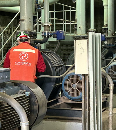 Servicio de puesta en marcha y calibración de sopladores centrífugos Continental Blowers
